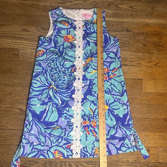 Lilly Pulitzer Girls Shift Dress Size 10 Blue Floral Cotton Sleeveless Mai Tai - Picture 6 of 15